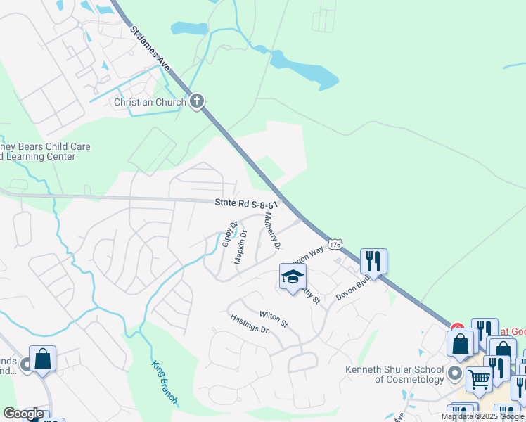 map of restaurants, bars, coffee shops, grocery stores, and more near 200 Gippy Drive in Summerville