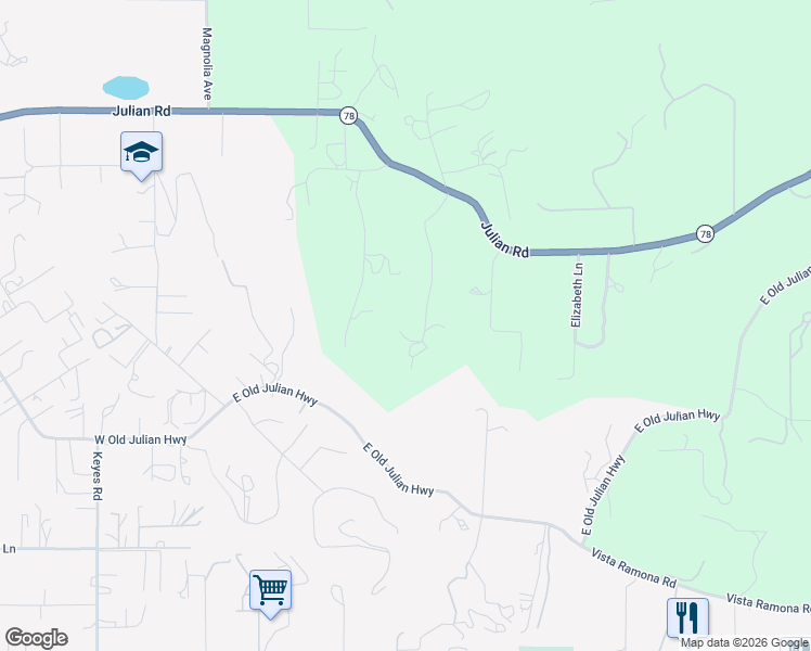map of restaurants, bars, coffee shops, grocery stores, and more near 383 Salmon Road in Ramona