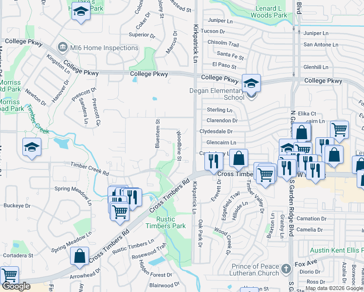 map of restaurants, bars, coffee shops, grocery stores, and more near 1113 Heiden Court in Flower Mound
