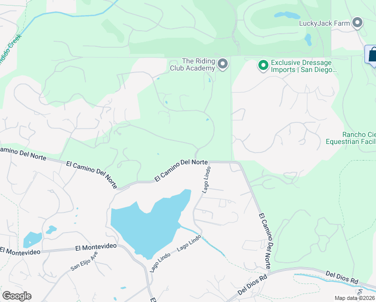 map of restaurants, bars, coffee shops, grocery stores, and more near 18055 Lago Vista in Rancho Santa Fe