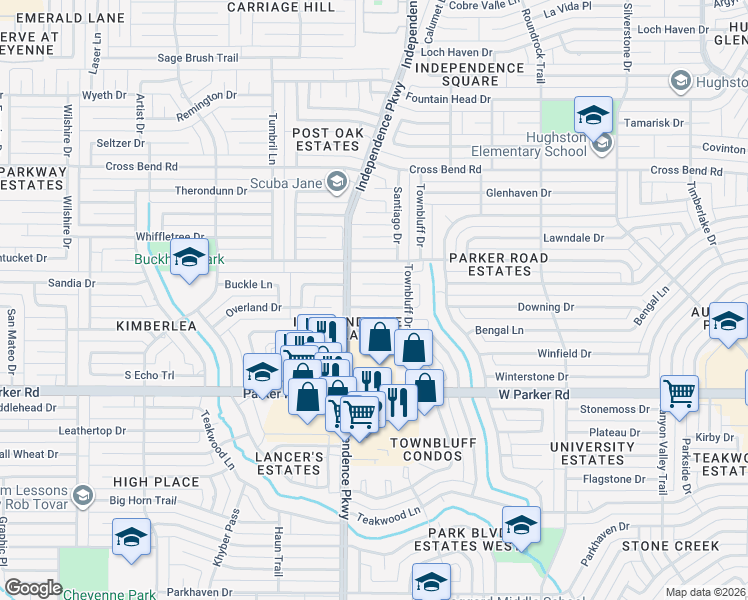 map of restaurants, bars, coffee shops, grocery stores, and more near 3013 Malibu Place in Plano