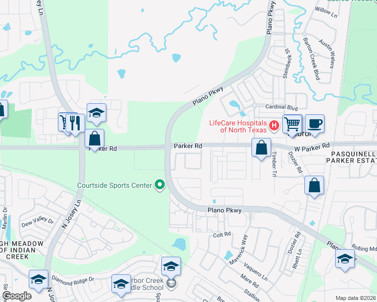 map of restaurants, bars, coffee shops, grocery stores, and more near 2152 Bonnell Street in Carrollton