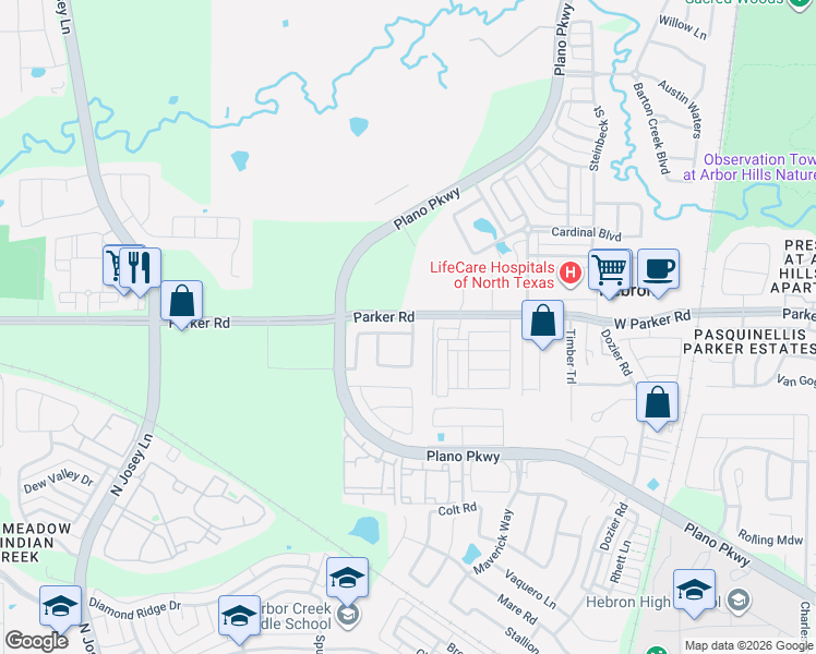 map of restaurants, bars, coffee shops, grocery stores, and more near 2152 Bonnell Street in Carrollton