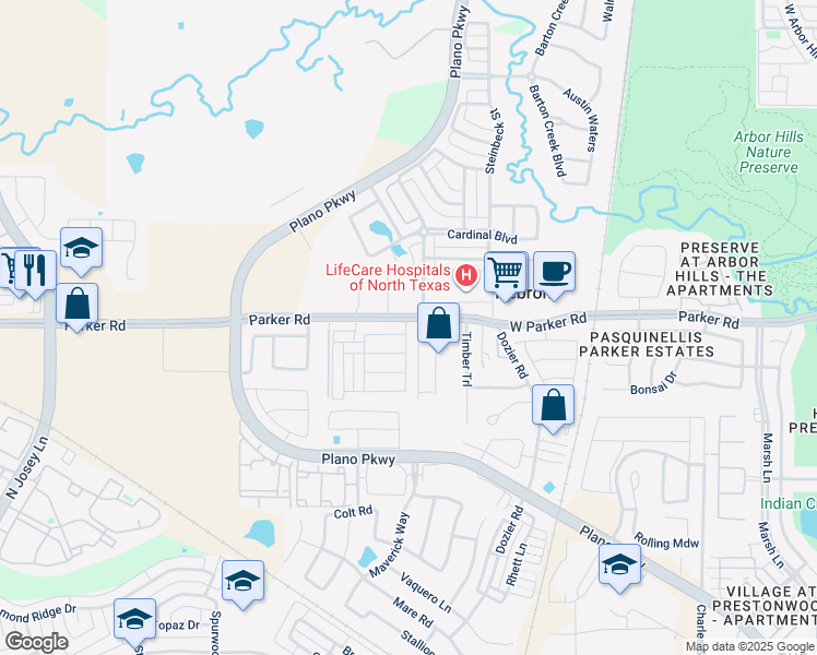 map of restaurants, bars, coffee shops, grocery stores, and more near 4872 Haven Ridge Road in Carrollton
