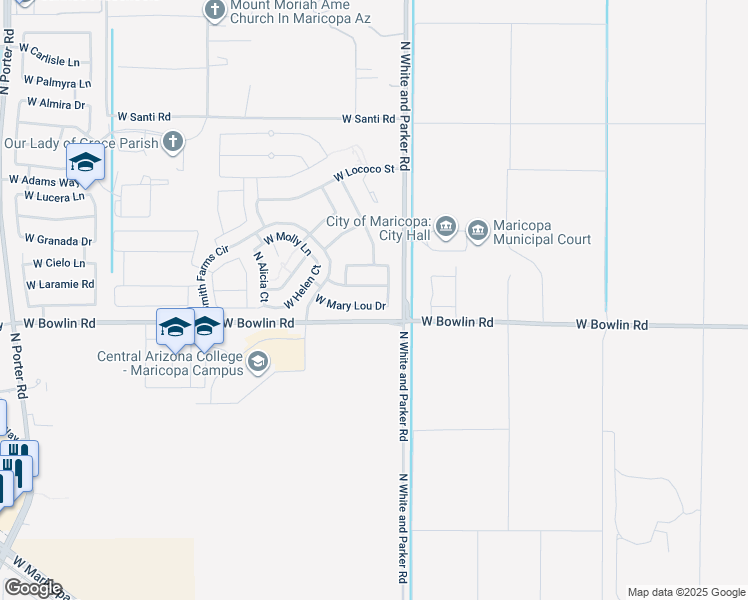 map of restaurants, bars, coffee shops, grocery stores, and more near 40018 West Mary Lou Drive in Maricopa