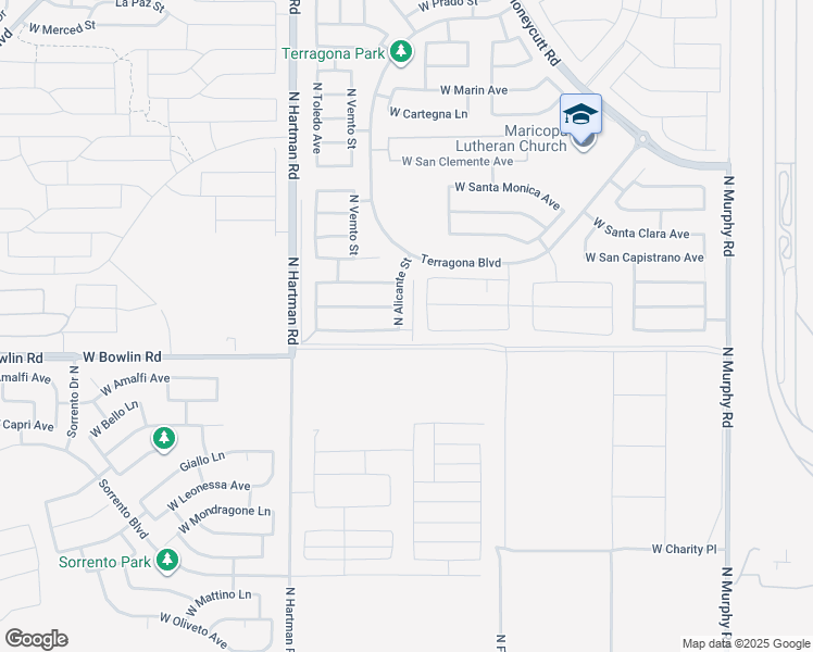 map of restaurants, bars, coffee shops, grocery stores, and more near 18212 North Delmar Avenue in Maricopa