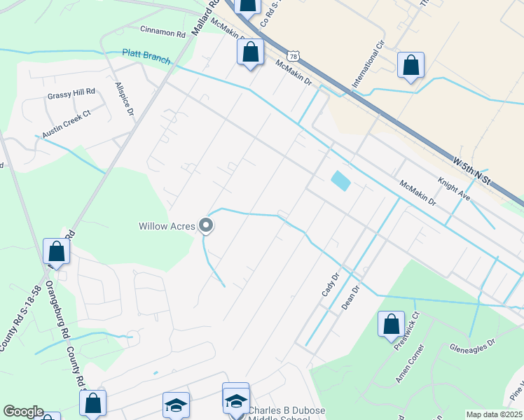 map of restaurants, bars, coffee shops, grocery stores, and more near 175 Saint Germain Drive in Summerville
