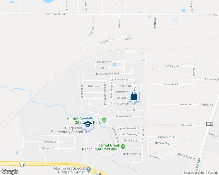 map of restaurants, bars, coffee shops, grocery stores, and more near 16649 Windthorst Way in Justin