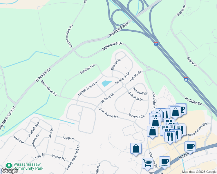 map of restaurants, bars, coffee shops, grocery stores, and more near 209 Southport Drive in Summerville