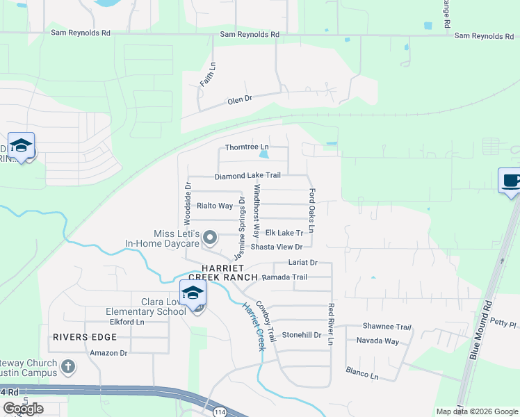 map of restaurants, bars, coffee shops, grocery stores, and more near 1805 J Cheshier Road in Justin