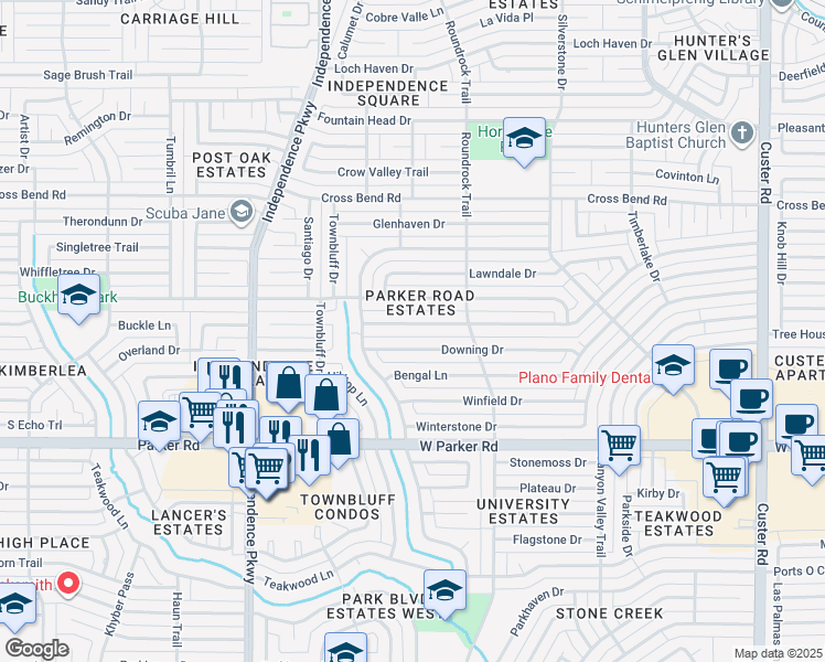 map of restaurants, bars, coffee shops, grocery stores, and more near 2729 Glen Forest Lane in Plano
