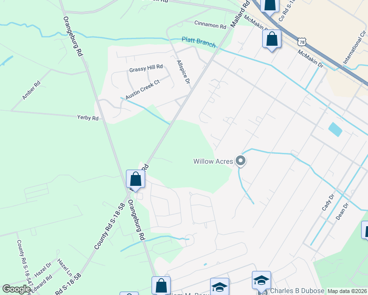 map of restaurants, bars, coffee shops, grocery stores, and more near 708 West 1st North Street in Summerville