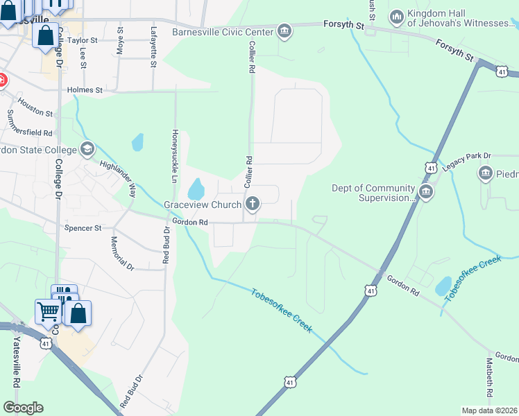map of restaurants, bars, coffee shops, grocery stores, and more near 150 Edgewood Circle in Barnesville