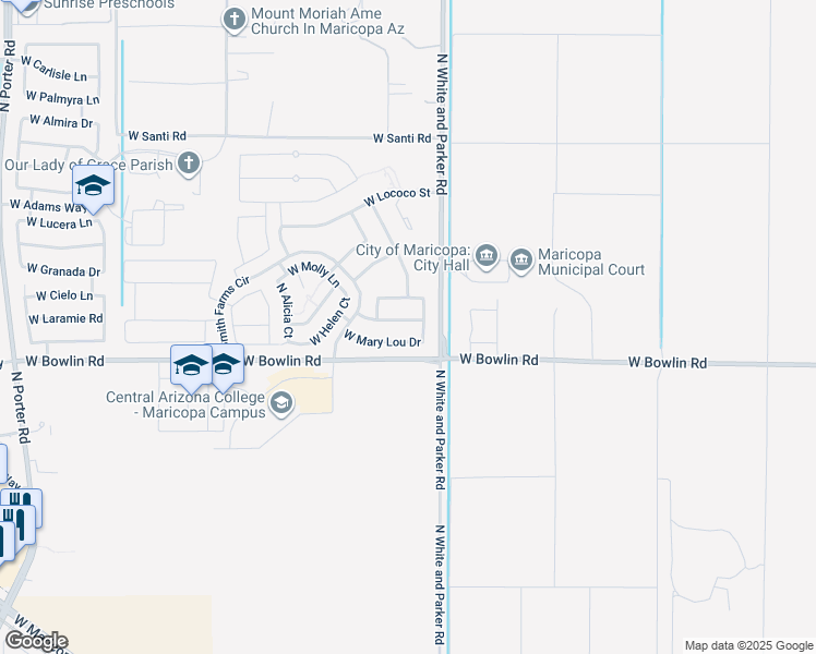 map of restaurants, bars, coffee shops, grocery stores, and more near 40011 West Tamara Lane in Maricopa