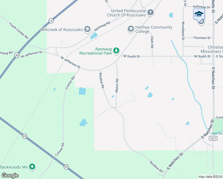 map of restaurants, bars, coffee shops, grocery stores, and more near 239 Burdine Road in Kosciusko