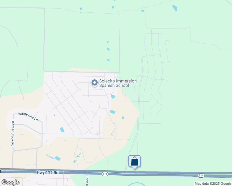 map of restaurants, bars, coffee shops, grocery stores, and more near Unnamed Road in Justin