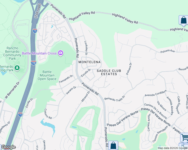 map of restaurants, bars, coffee shops, grocery stores, and more near 12617 Bedfordshire Court in San Diego
