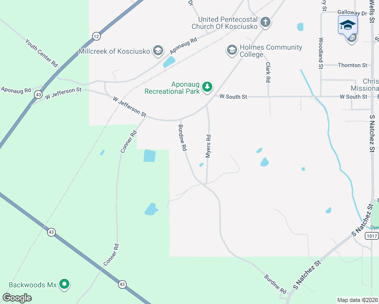 map of restaurants, bars, coffee shops, grocery stores, and more near 239 Burdine Road in Kosciusko