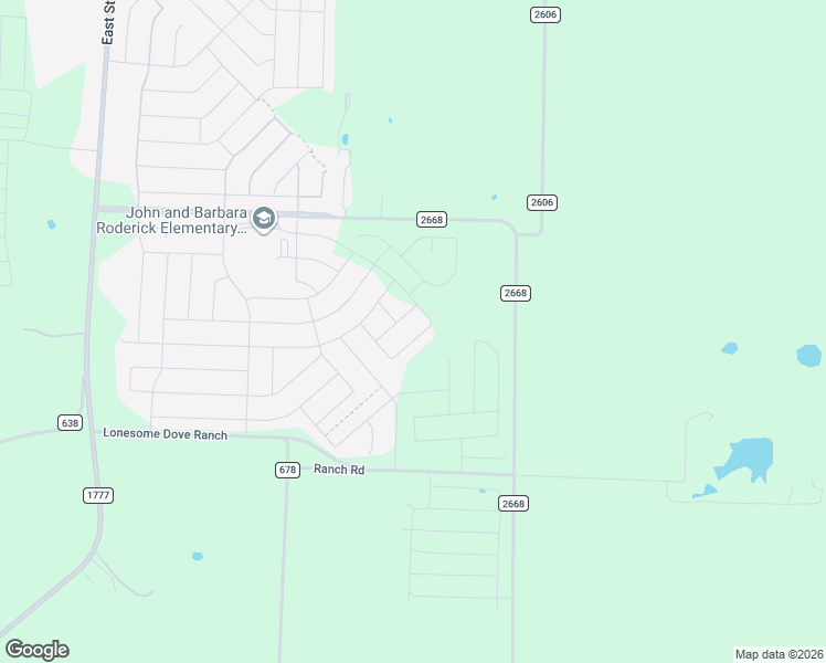 map of restaurants, bars, coffee shops, grocery stores, and more near County Road 2668 in Royse City