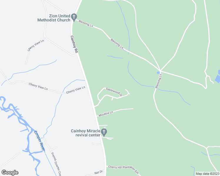 map of restaurants, bars, coffee shops, grocery stores, and more near 439 Sablewood Drive in Huger