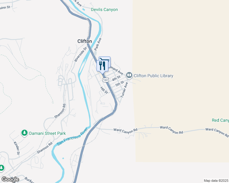 map of restaurants, bars, coffee shops, grocery stores, and more near 575 Laine Boulevard in Clifton