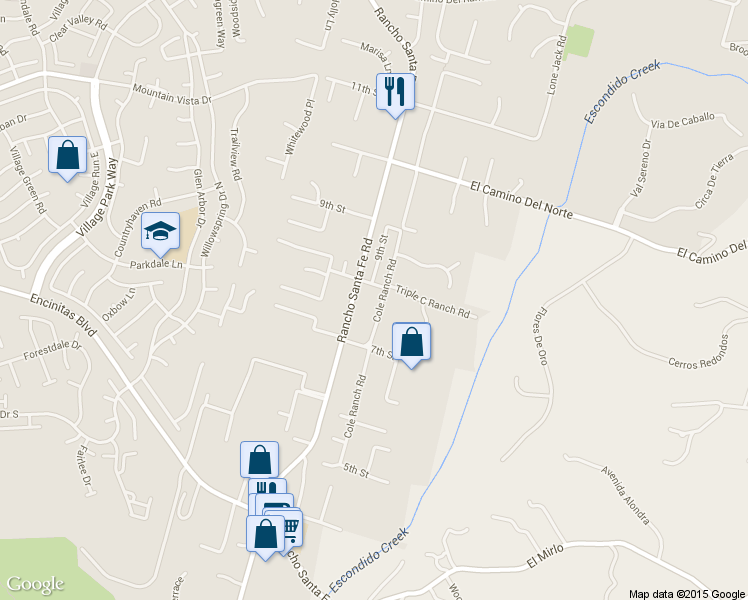 map of restaurants, bars, coffee shops, grocery stores, and more near 464 Cole Ranch Road in Encinitas