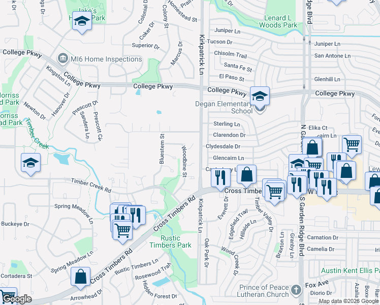 map of restaurants, bars, coffee shops, grocery stores, and more near 1113 Heiden Court in Flower Mound