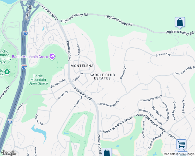 map of restaurants, bars, coffee shops, grocery stores, and more near 18415 Saint Etienne Lane in San Diego