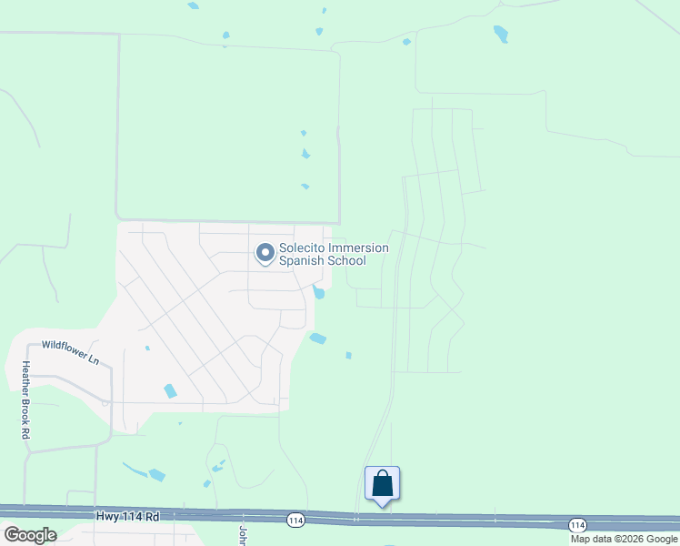 map of restaurants, bars, coffee shops, grocery stores, and more near Unnamed Road in Justin