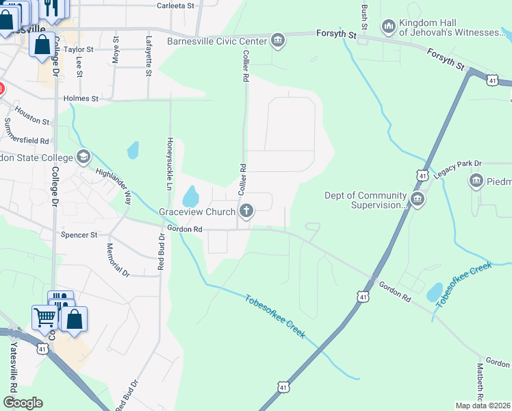 map of restaurants, bars, coffee shops, grocery stores, and more near 150 Edgewood Circle in Barnesville