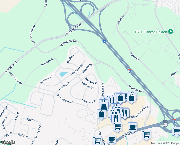 map of restaurants, bars, coffee shops, grocery stores, and more near 236 Dovetail Circle in Summerville