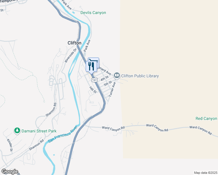 map of restaurants, bars, coffee shops, grocery stores, and more near 575 Laine Boulevard in Clifton