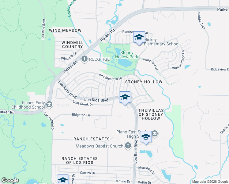map of restaurants, bars, coffee shops, grocery stores, and more near 3601 Flintstone Drive in Plano