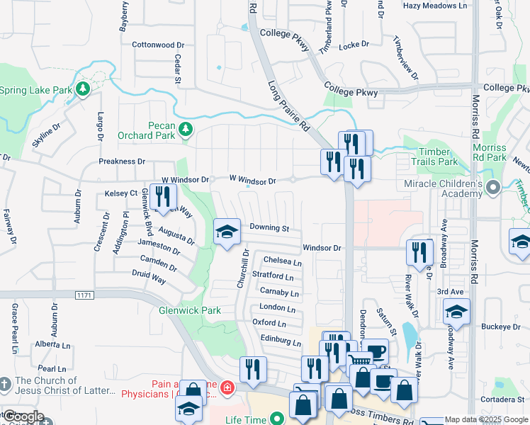 map of restaurants, bars, coffee shops, grocery stores, and more near 4313 Essex Court in Flower Mound