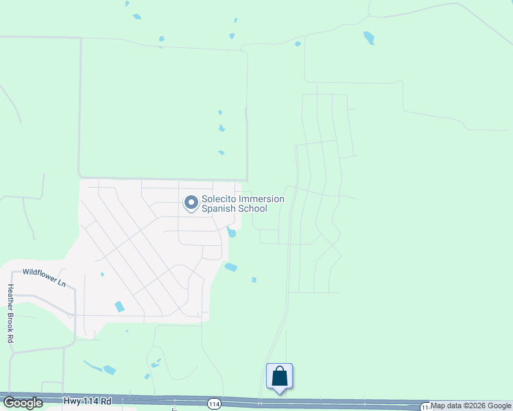 map of restaurants, bars, coffee shops, grocery stores, and more near Unnamed Road in Justin