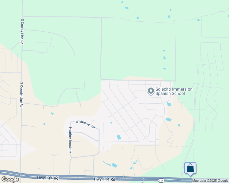 map of restaurants, bars, coffee shops, grocery stores, and more near Unnamed Road in Justin
