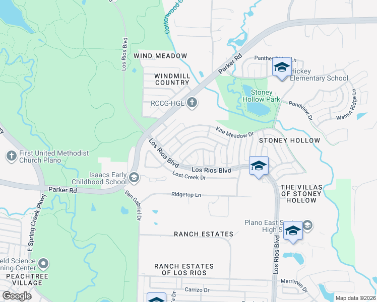 map of restaurants, bars, coffee shops, grocery stores, and more near 3900 Cloudcrest Drive in Plano
