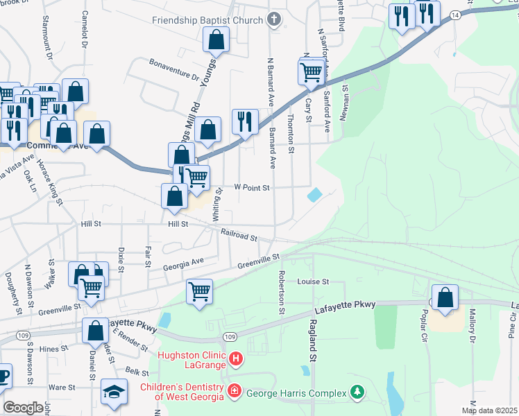 map of restaurants, bars, coffee shops, grocery stores, and more near 9 Barnard Avenue in LaGrange