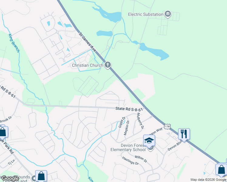 map of restaurants, bars, coffee shops, grocery stores, and more near 969 Saint James Avenue in Summerville