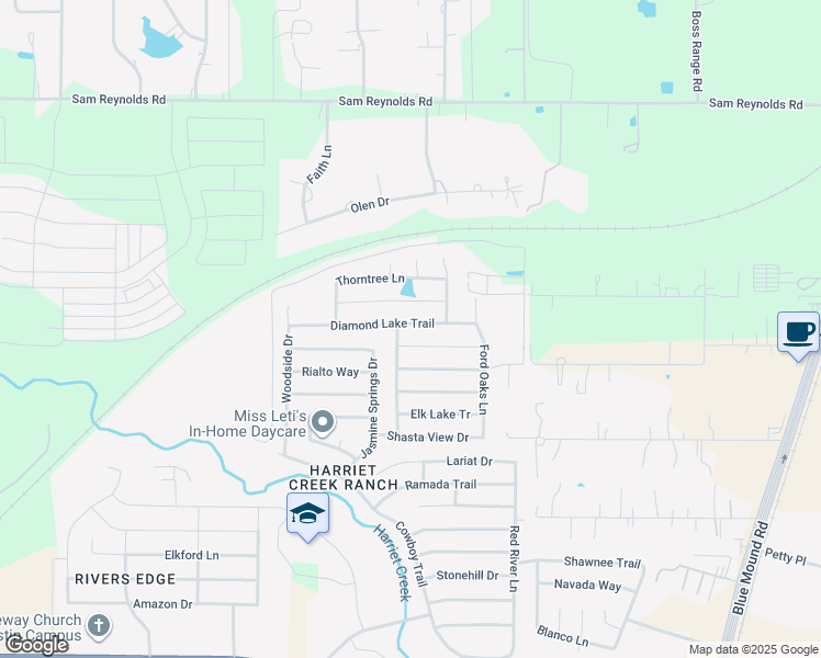 map of restaurants, bars, coffee shops, grocery stores, and more near 1812 Diamond Lake Trail in Justin