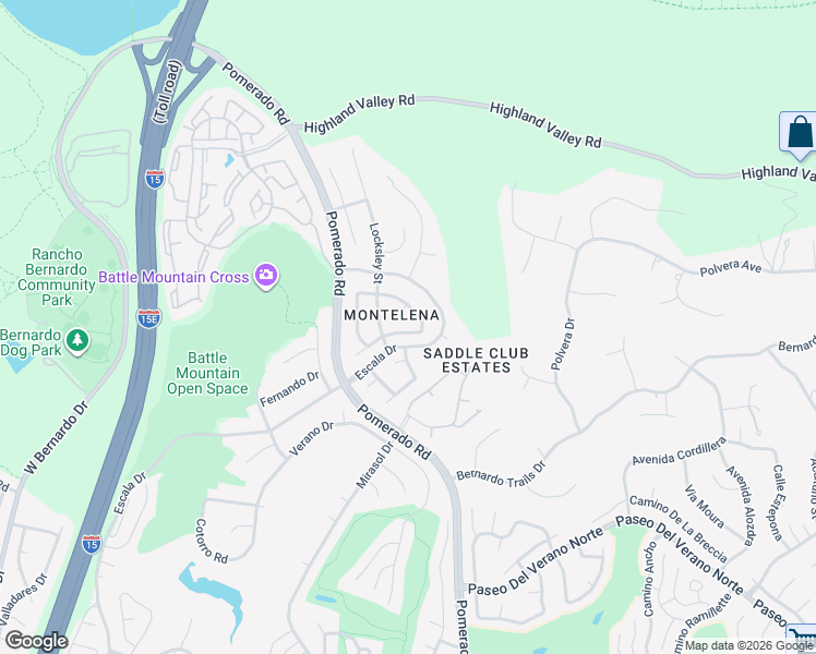 map of restaurants, bars, coffee shops, grocery stores, and more near 12526 Shropshire Lane in San Diego