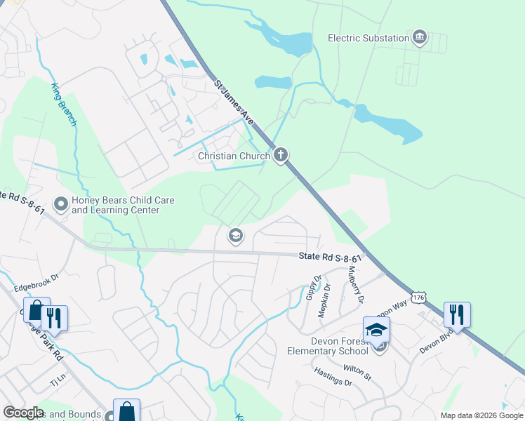 map of restaurants, bars, coffee shops, grocery stores, and more near 130-140 Greene Pointe Drive in Summerville