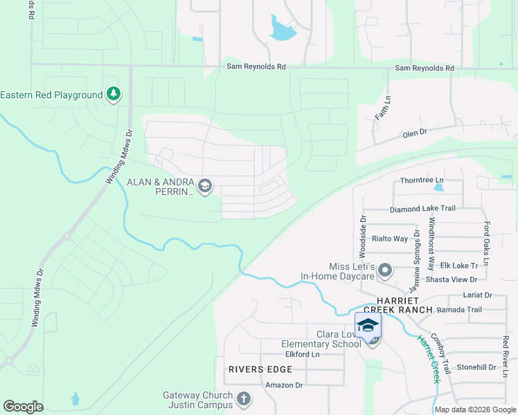 map of restaurants, bars, coffee shops, grocery stores, and more near 11128 Olen Drive in Justin