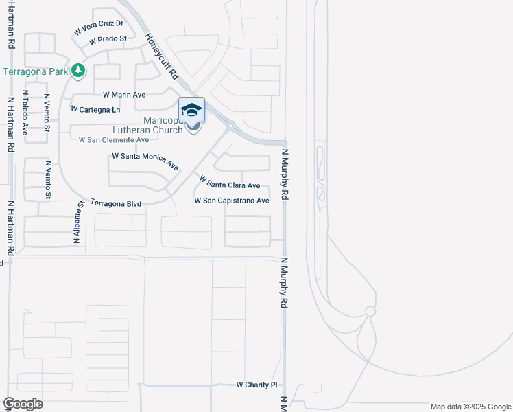 map of restaurants, bars, coffee shops, grocery stores, and more near 35271 West San Capistrano Avenue in Maricopa