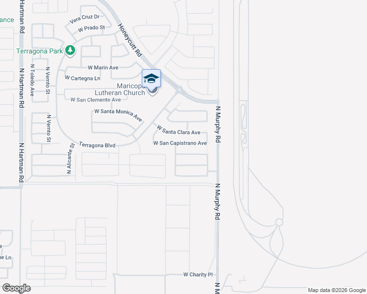 map of restaurants, bars, coffee shops, grocery stores, and more near 35411 West San Capistrano Avenue in Maricopa