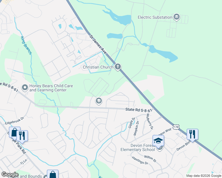 map of restaurants, bars, coffee shops, grocery stores, and more near 130-140 Greene Pointe Drive in Summerville