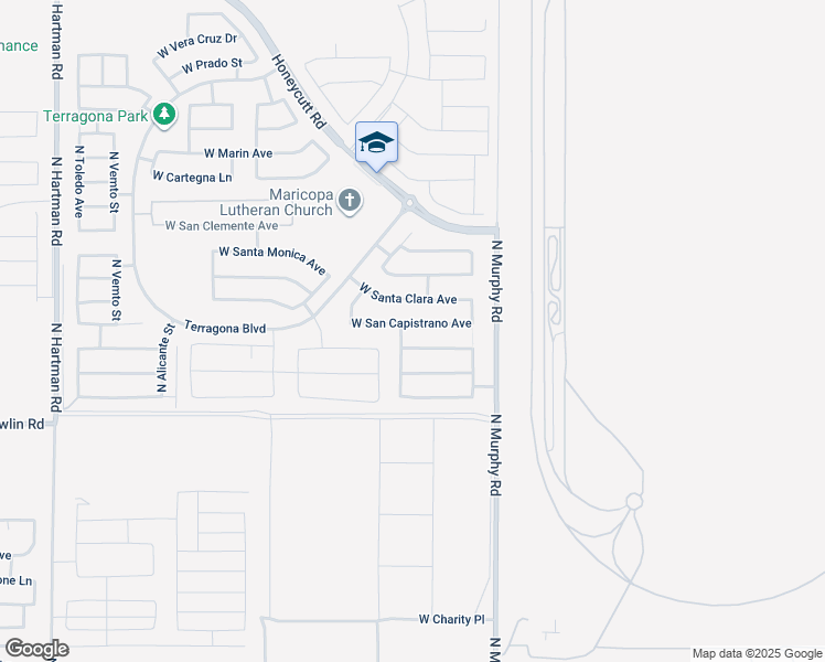 map of restaurants, bars, coffee shops, grocery stores, and more near 35411 West San Capistrano Avenue in Maricopa