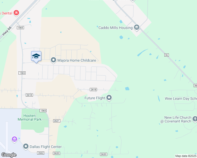map of restaurants, bars, coffee shops, grocery stores, and more near 3398 County Road 2618 in Caddo Mills