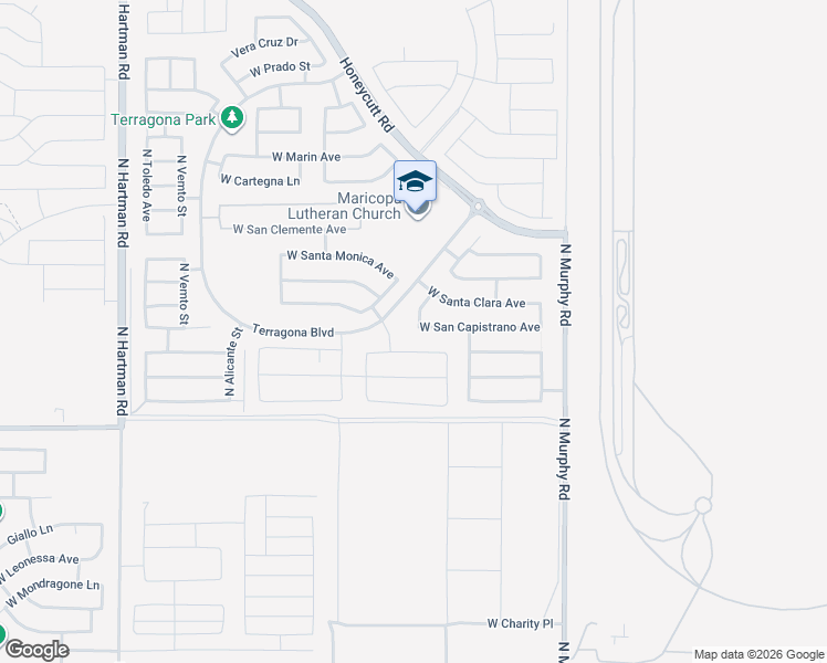 map of restaurants, bars, coffee shops, grocery stores, and more near 35649 West San Capistrano Avenue in Maricopa