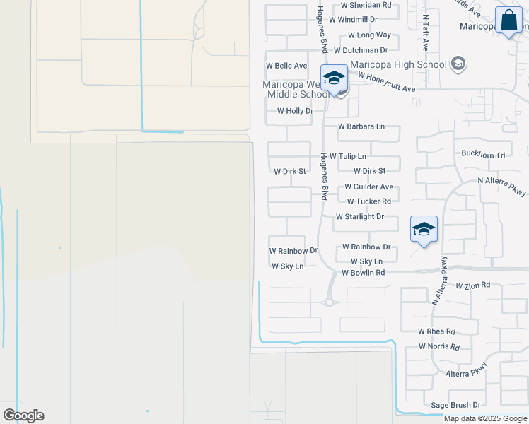 map of restaurants, bars, coffee shops, grocery stores, and more near 18372 Smith Drive in Maricopa